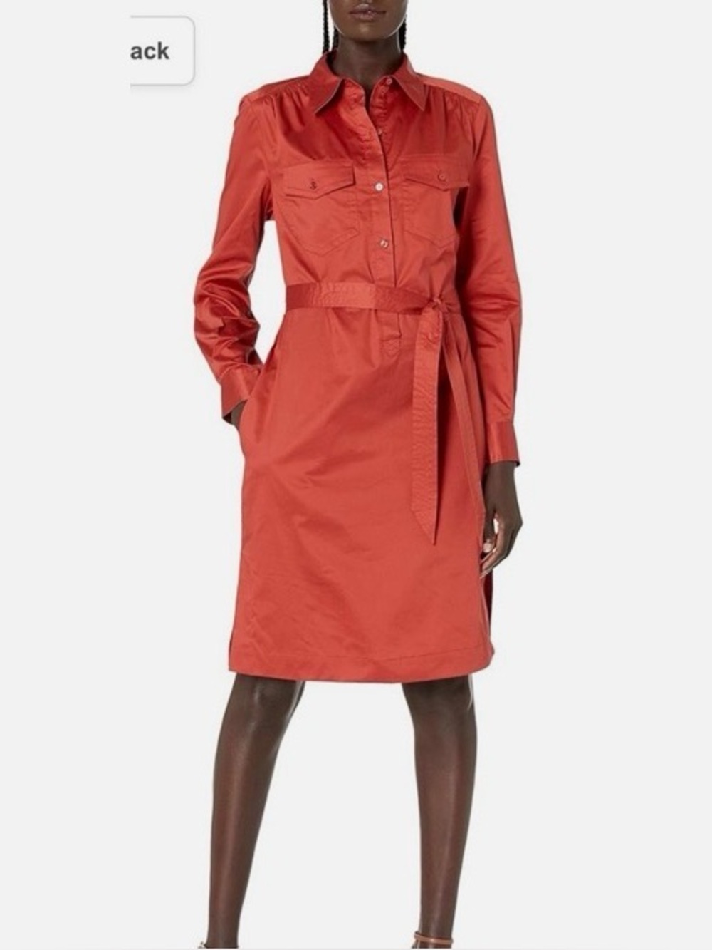 Trina Turk Long Sleeve Shirt Dress Size Small Cotton Lobster Color